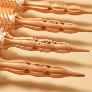 韩国进口Haum河能滚梳实木鬃毛圆梳造型梳子发根蓬松刘海大波浪卷