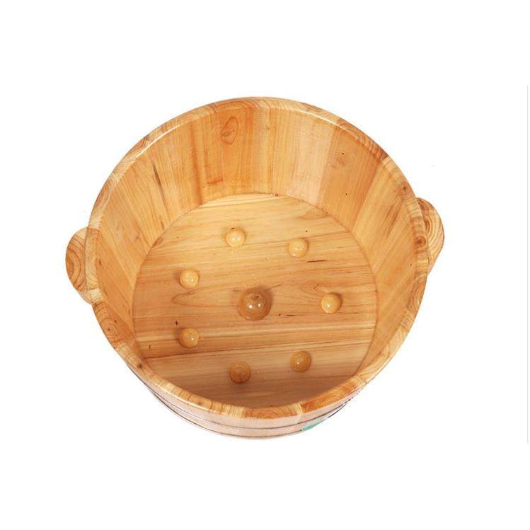 21cm杉木带盖带按摩泡脚木盆老式足浴木桶洗脚盆 足浴盆老人儿童