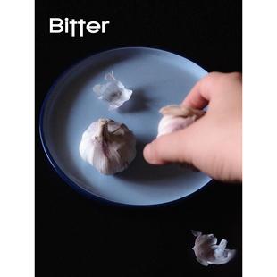 苦蓝色高侧陶瓷餐盘西餐牛排盘意大利面家庭8.5英寸盘子餐具略有