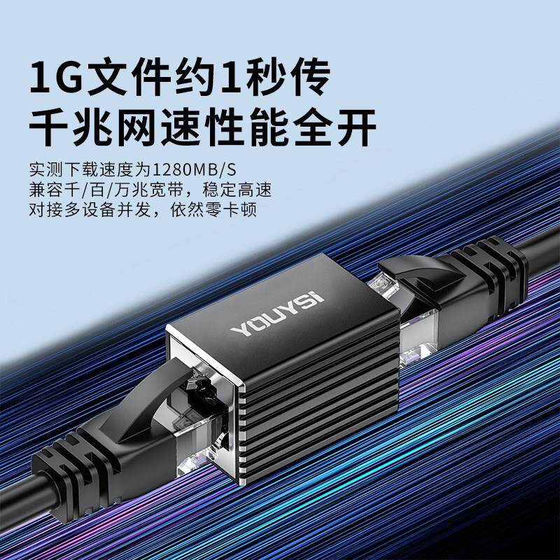 网路线 线对接头延长分线 线连接器千兆万兆宽带直通水晶头rj45网