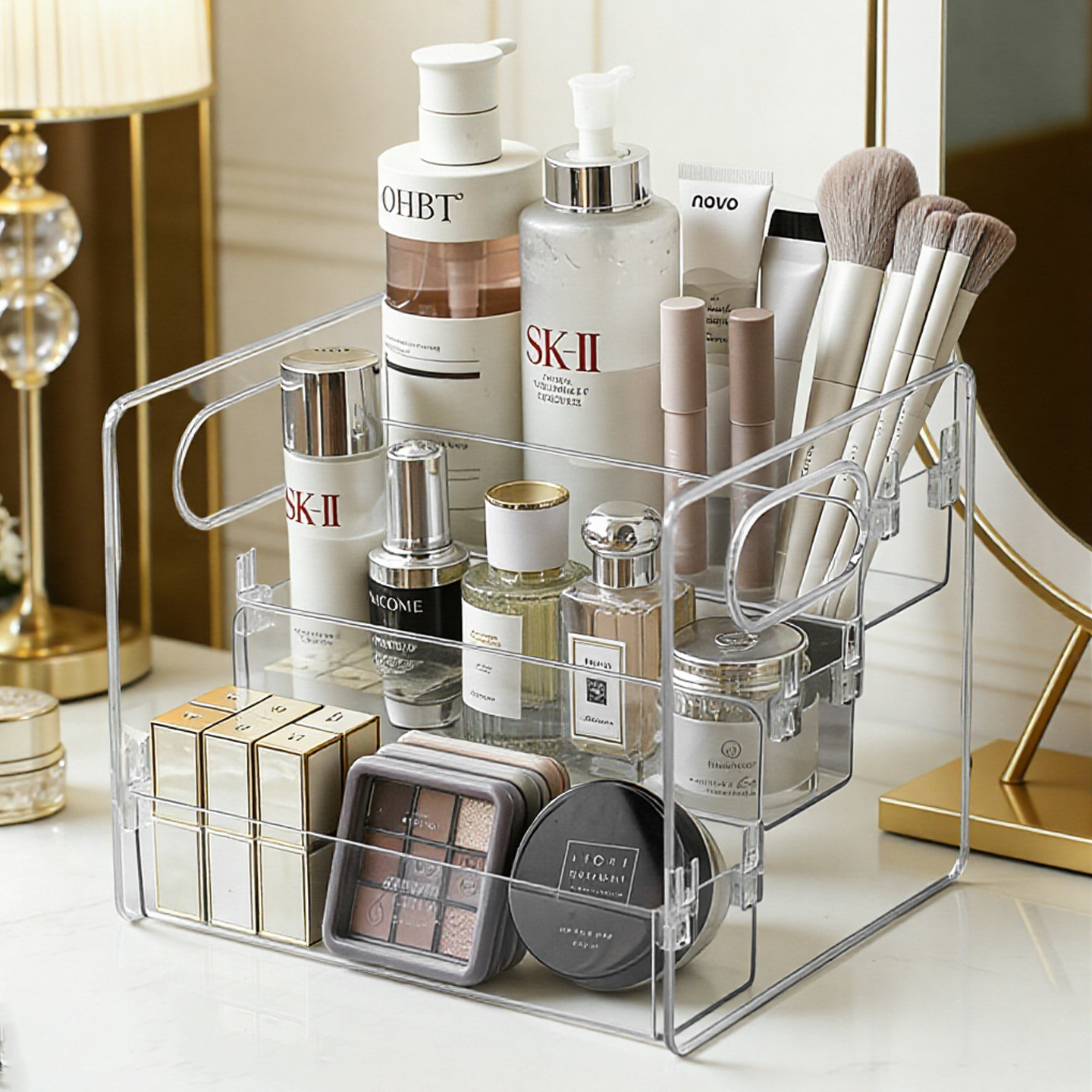 化妆品收纳盒桌面亚克力透明护肤品梳妆台整理学生宿舍分层置物架,收纳整理,桌面收纳盒,淘宝优惠券,粉丝福利购,淘宝优惠卷
