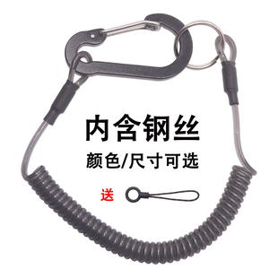 结实钢丝双头两扣弹簧拉伸钥匙圈扣子手机防掉丢腰带挂绳弹力绳.