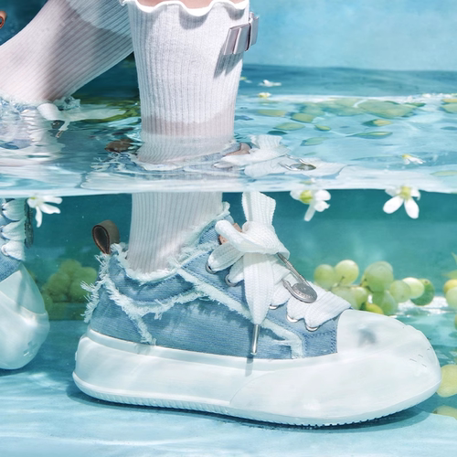 SOAP OPERA泡泡鞋新款擦色系列曼波绿芭乐粉内增高板鞋厚底帆布鞋