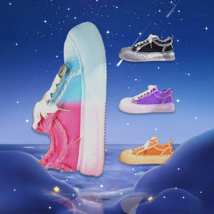 SOAP OPERA靓莓粉擦色泡泡鞋厚底帆布鞋多巴胺芭比粉内增高女鞋