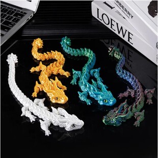 3D打印的玩具牛角龙仿真眼睛中国龙双角龙宝摆件跨境关节龙礼品