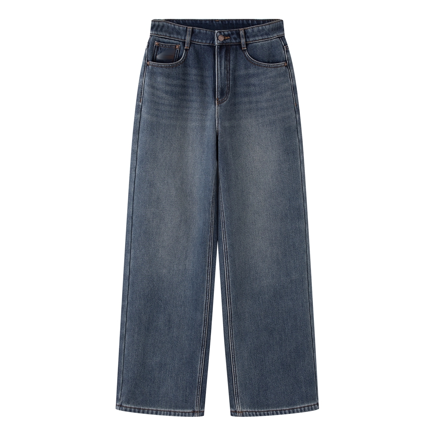 高腰百搭直筒加绒牛仔裤