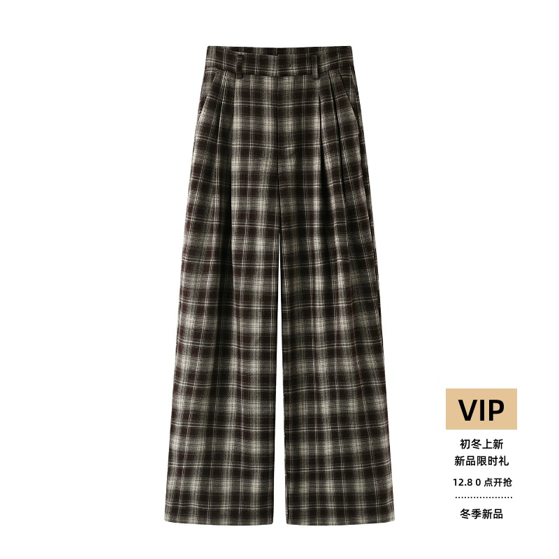 简约米格咖宽松直筒裤休闲长裤女