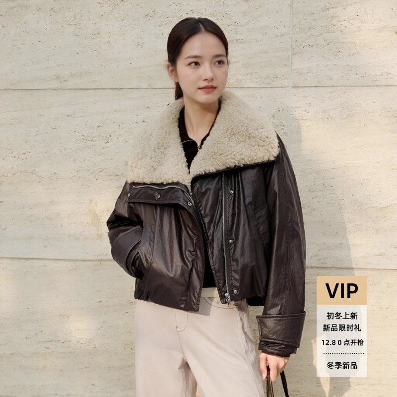 2025冬新款羊毛领羽绒服外套