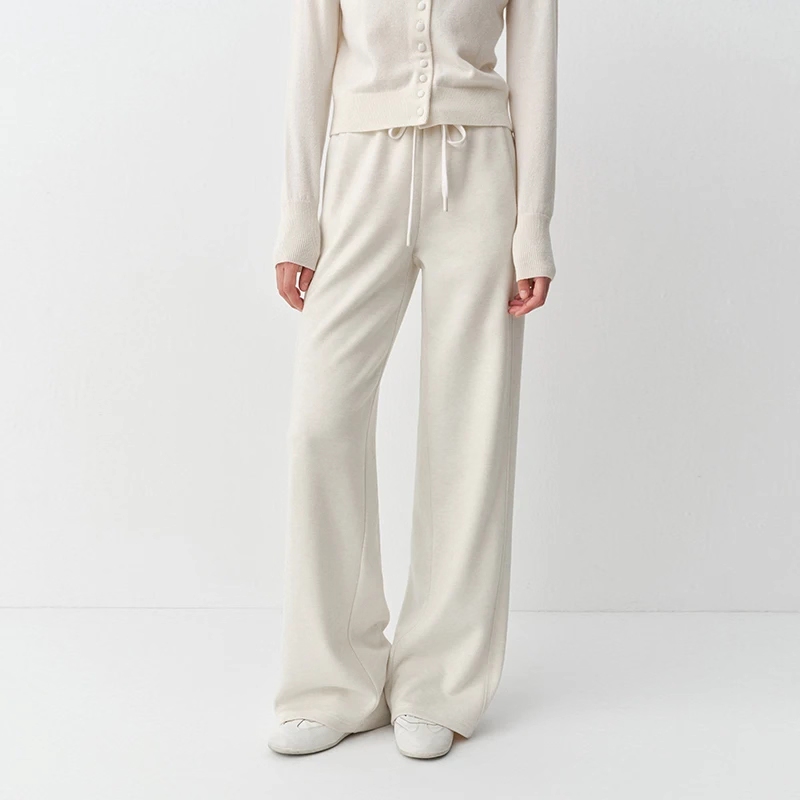 秋冬款高腰抽绳休闲阔腿裤