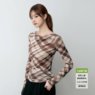 ariosea艾诺丝娃官方旗舰店正品2026春季新米咖格打底衫BR501159