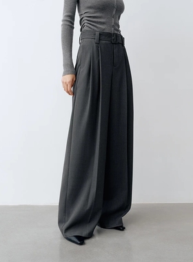 ariosea艾诺丝娃官方旗舰店正品2026春高腰直筒裤阔腿裤BR301161