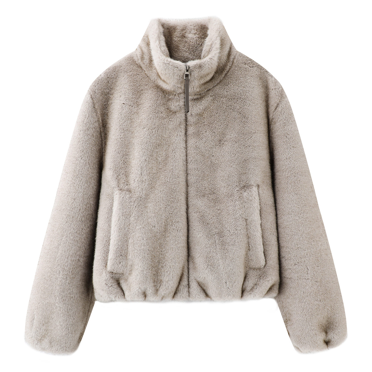 极简风短环保皮草仿毛绒短外套