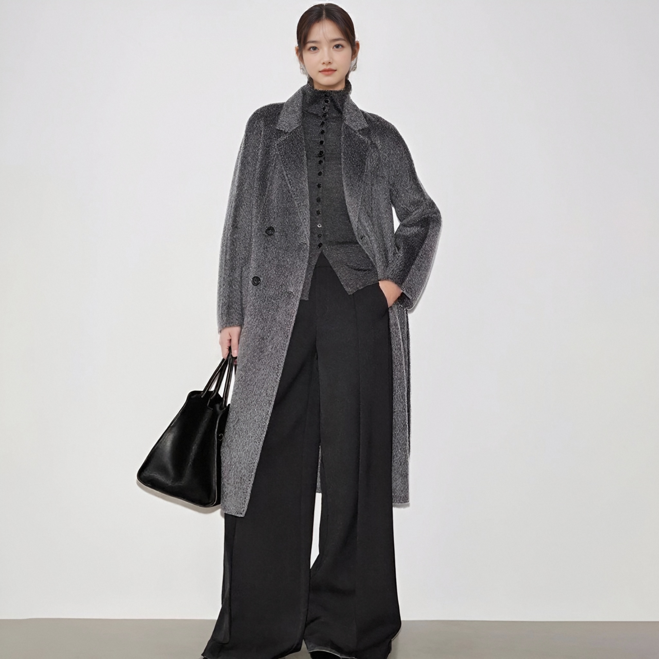 2025冬款中长款双面呢大衣外套