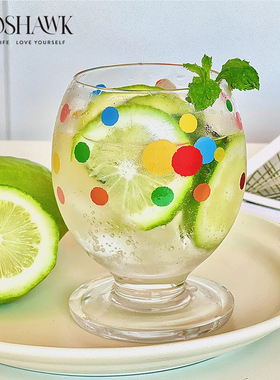 GOSHAWK原创设计彩色波点水晶玻璃杯高颜值聚会红酒杯咖啡饮料杯