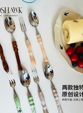 GOSHAWK西餐刀叉不锈钢叉子西餐具套装水果叉甜品勺家用餐具2件套