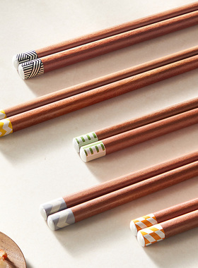 GOSHAWK新款红檀木筷子家用分人高档木质实木筷一人一色家庭专用