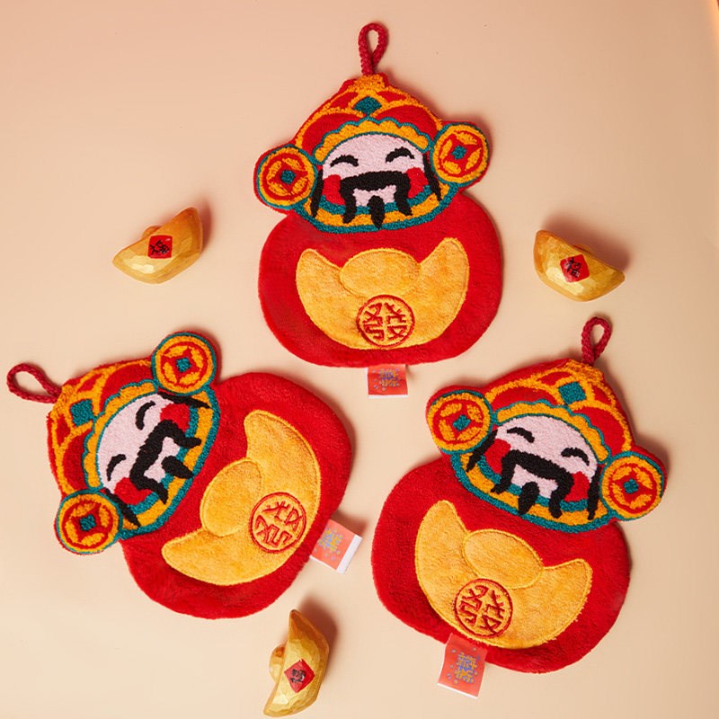 擦手帕挂式擦手巾强吸水不掉毛结婚红色喜庆卫生间厨房情侣陪嫁品