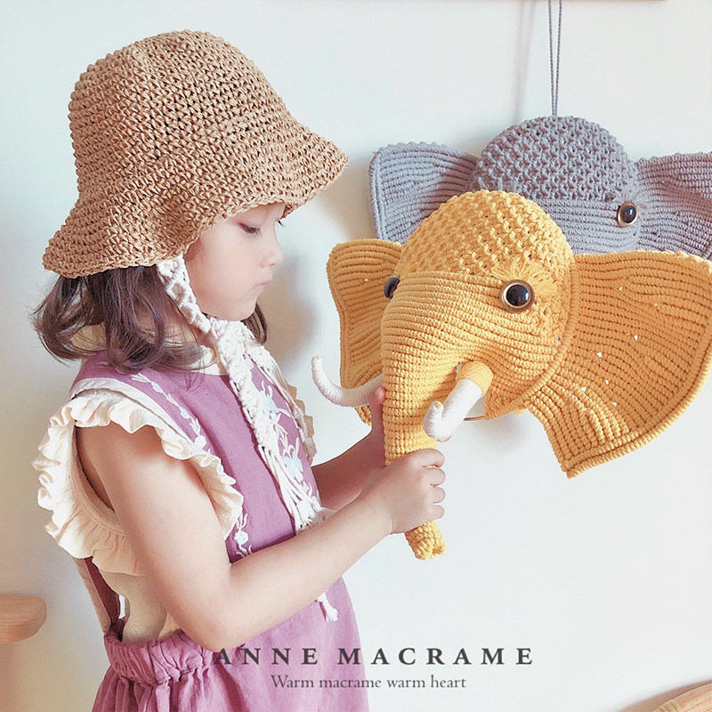 Anne macrame【长鼻子的蘑菇象】ins手工编织挂毯材料包壁挂装饰