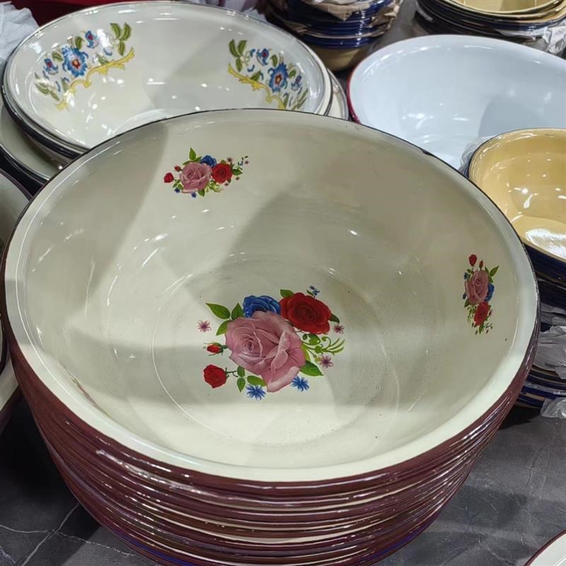 糖瓷器盆加厚食品级加厚洗屁屁洗脸盆经典怀旧传统结婚铁洋瓷盆