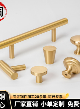 轻奢北欧衣柜门纯铜实心金色加长