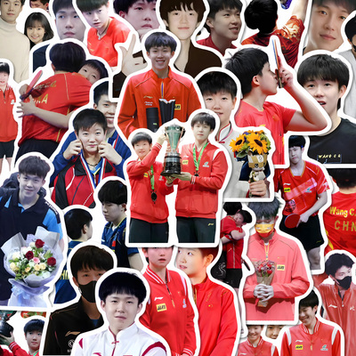 108张莎头神图防水贴纸高颜值国乒组合王楚钦孙颖莎周边装饰贴画