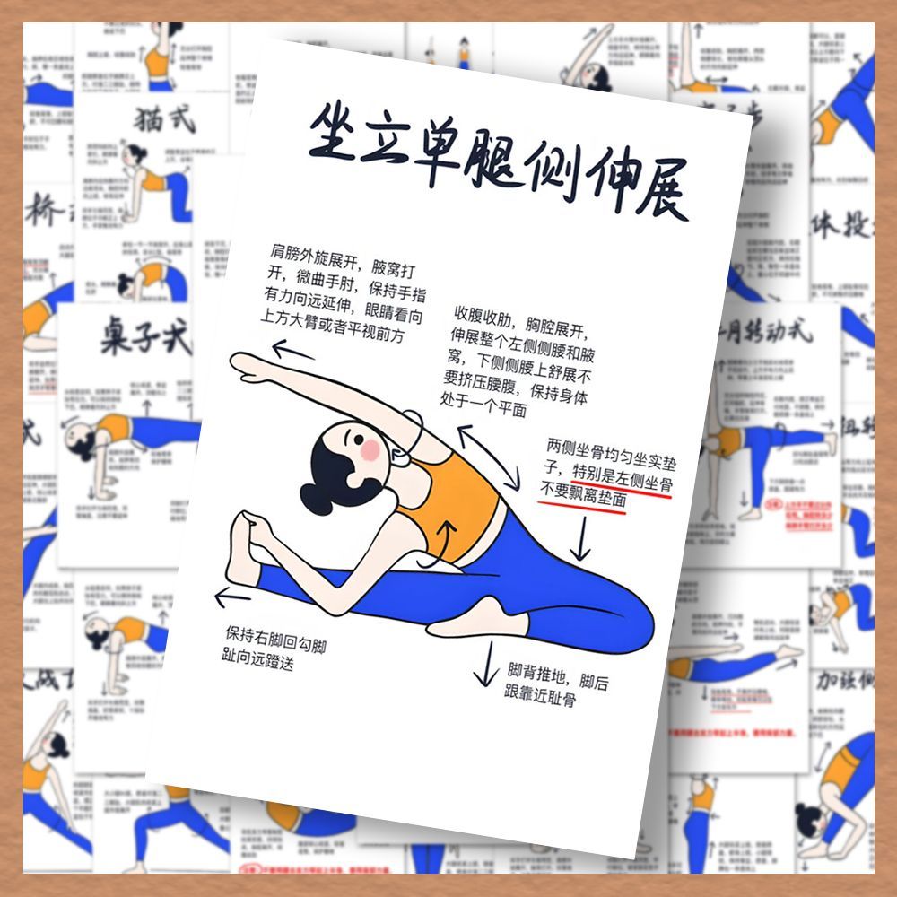 女神养成计划瑜伽基础拉伸体式教学贴纸DIY手机壳平板防水贴画