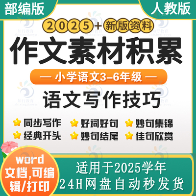 2025年人教部编版统编版小学语文同步单元作文习作素材积累好词好句妙句经典开头佳句欣赏写作指导三四五六年级上下册word电子版