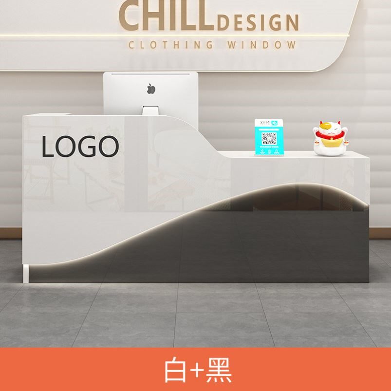 吧台收银台烤漆小型美容院柜台简约现代商用吧台桌公司前台接待台