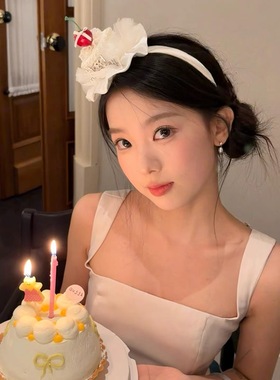韩系可爱樱桃蛋糕发箍女生日派对氛围感拍照道具头箍公主风头饰