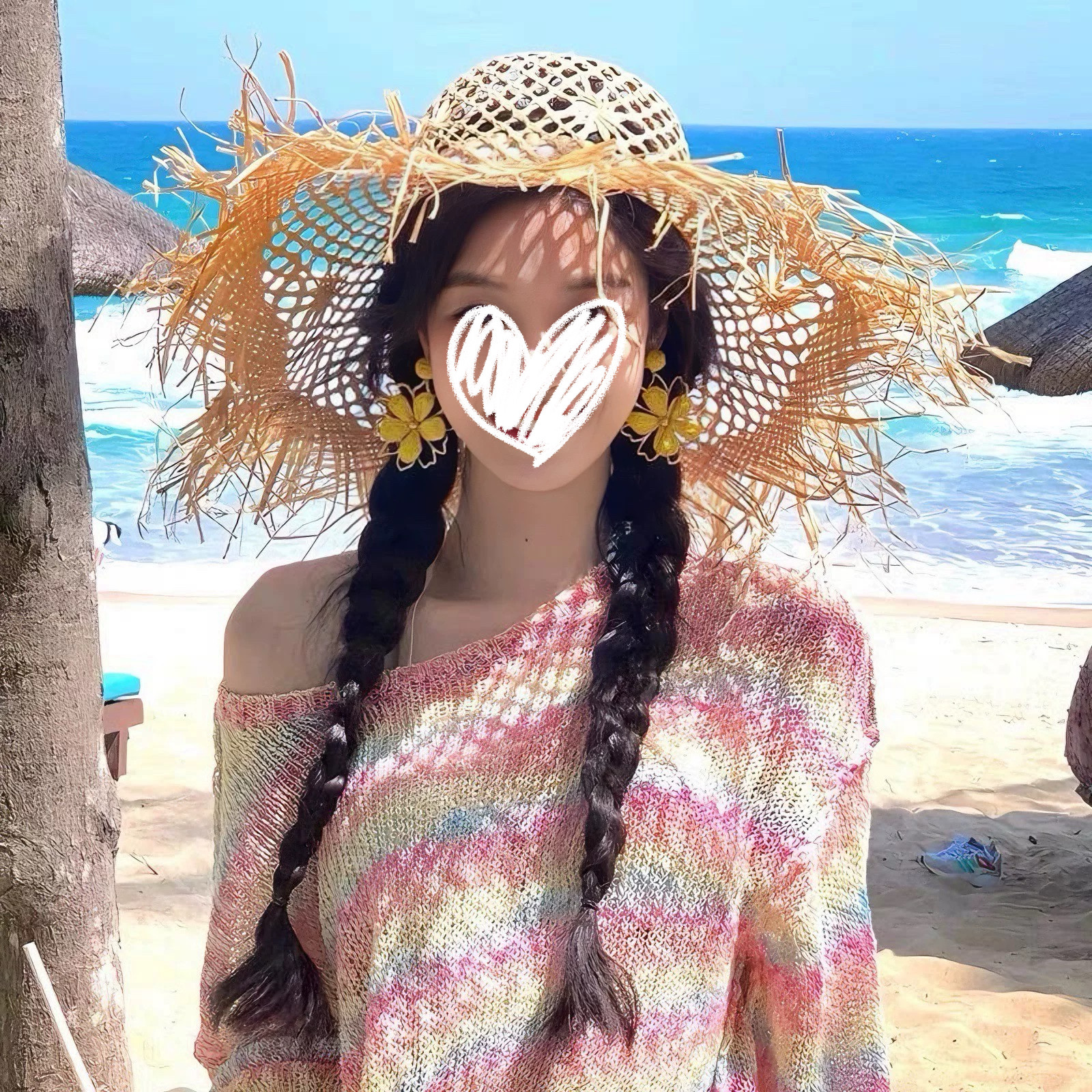 春夏季度假风草编太阳花朵耳环女小众绝美夸张独特耳钉显脸小耳饰