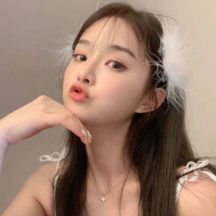 仙女羽毛头饰发卡森系超仙毛毛发夹边夹少女日系可爱古风汉服发饰