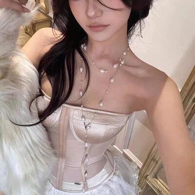 长款满天星仿珍珠项链女款高级感多种戴法锁骨链轻奢小众气质颈链