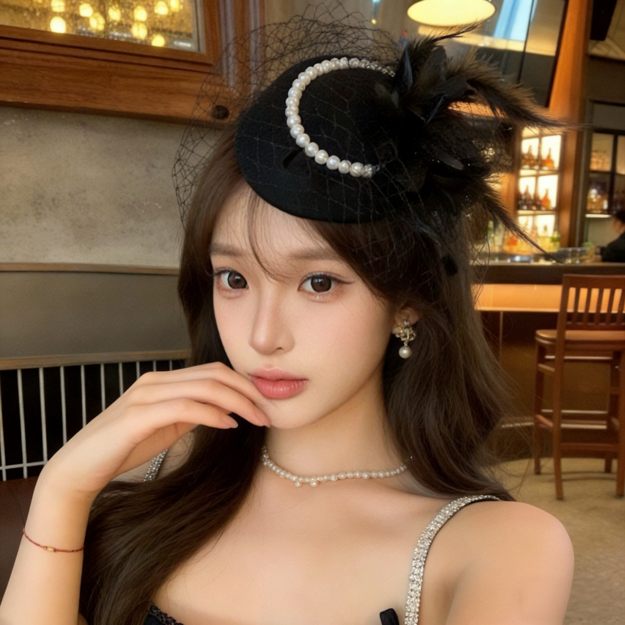 复古民国网纱礼帽女头饰新娘面纱名媛旗袍礼服发饰万圣节装饰