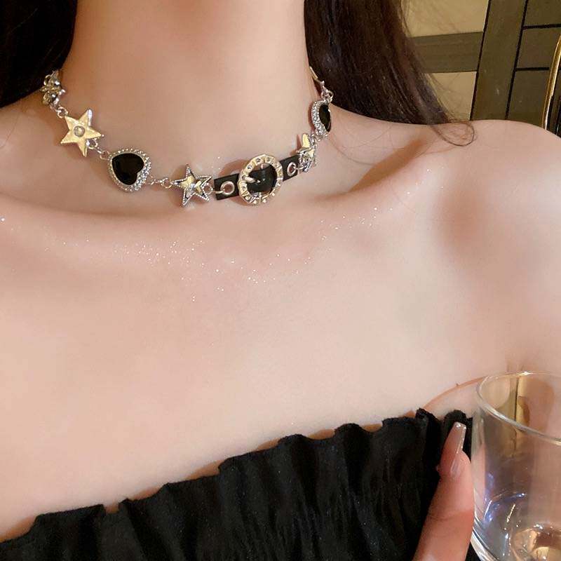 项链女轻奢小众项圈甜酷辣妹美式复古锁骨链y2k脖颈链夸张配饰潮