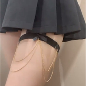 纯欲风腿链大腿链腿饰甜酷风蝴蝶结弹力带腿环性感链条配饰裙子配