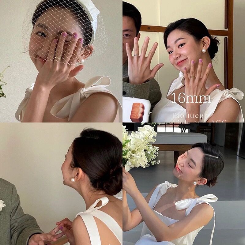 扁圆珍珠耳钉女2025年新款简约气质耳环高级感耳饰s925银针养耳洞