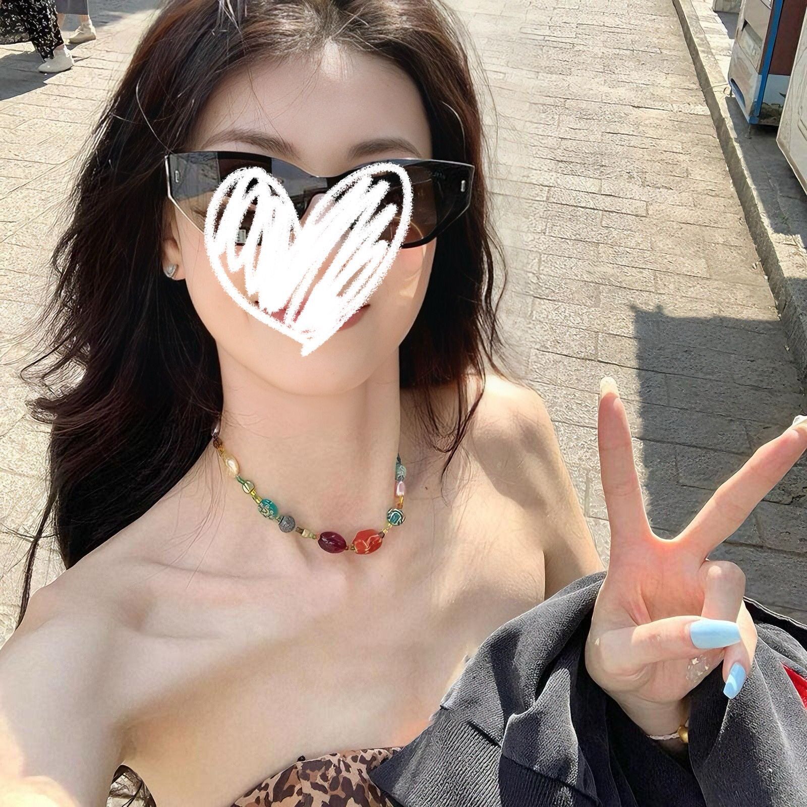 民族风多巴胺彩色串珠项链女海边氛围感锁骨链小众高级感颈链配饰