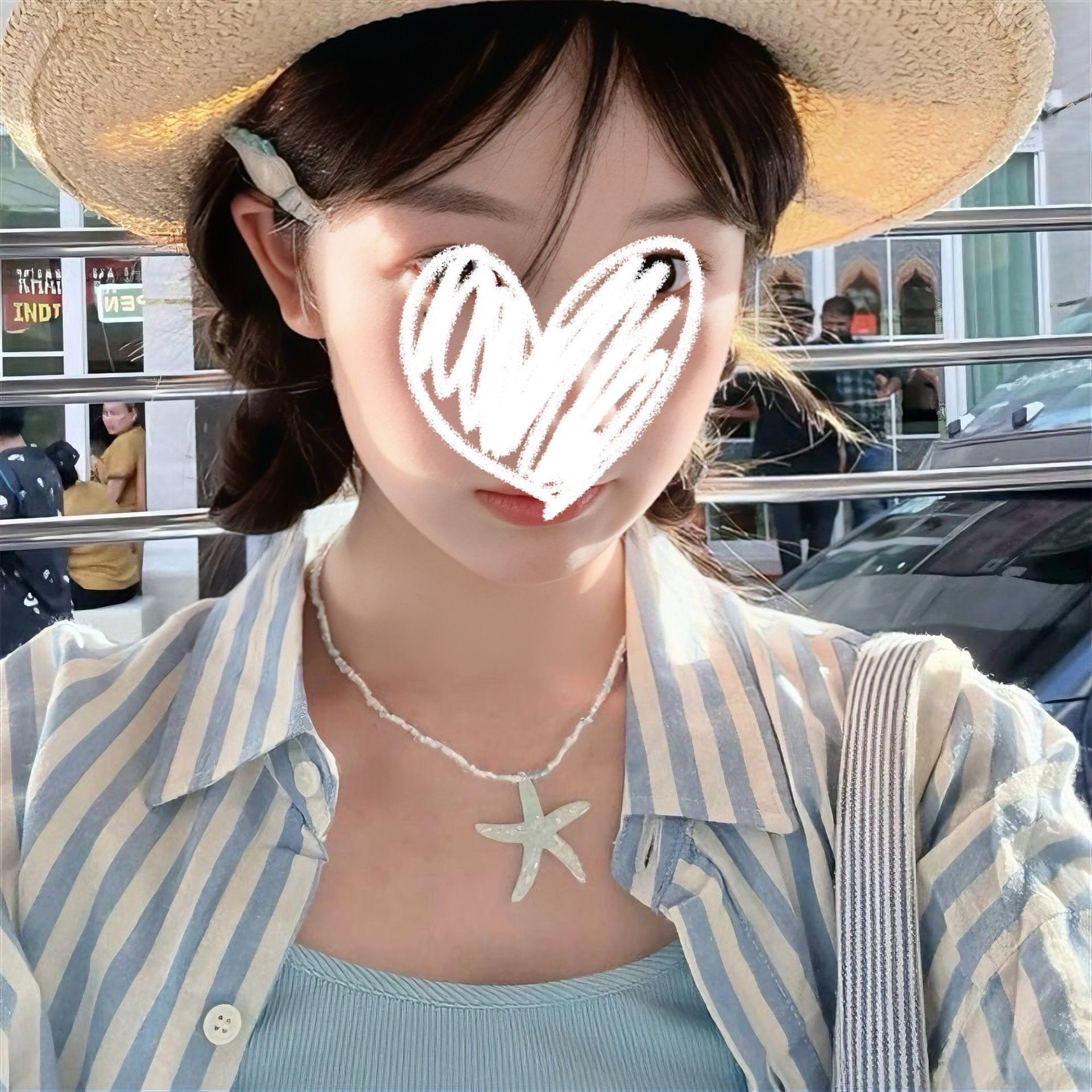 蓝色海星彩色多巴胺水晶串珠项链女夏海边锁骨链2025新款星星颈链