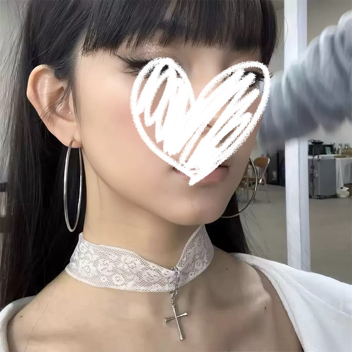 复古宽边白色蕾丝十字架项圈choker颈带纯欲辣妹风颈链锁骨链潮