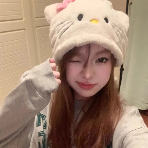 日系甜美卡通毛绒护耳帽