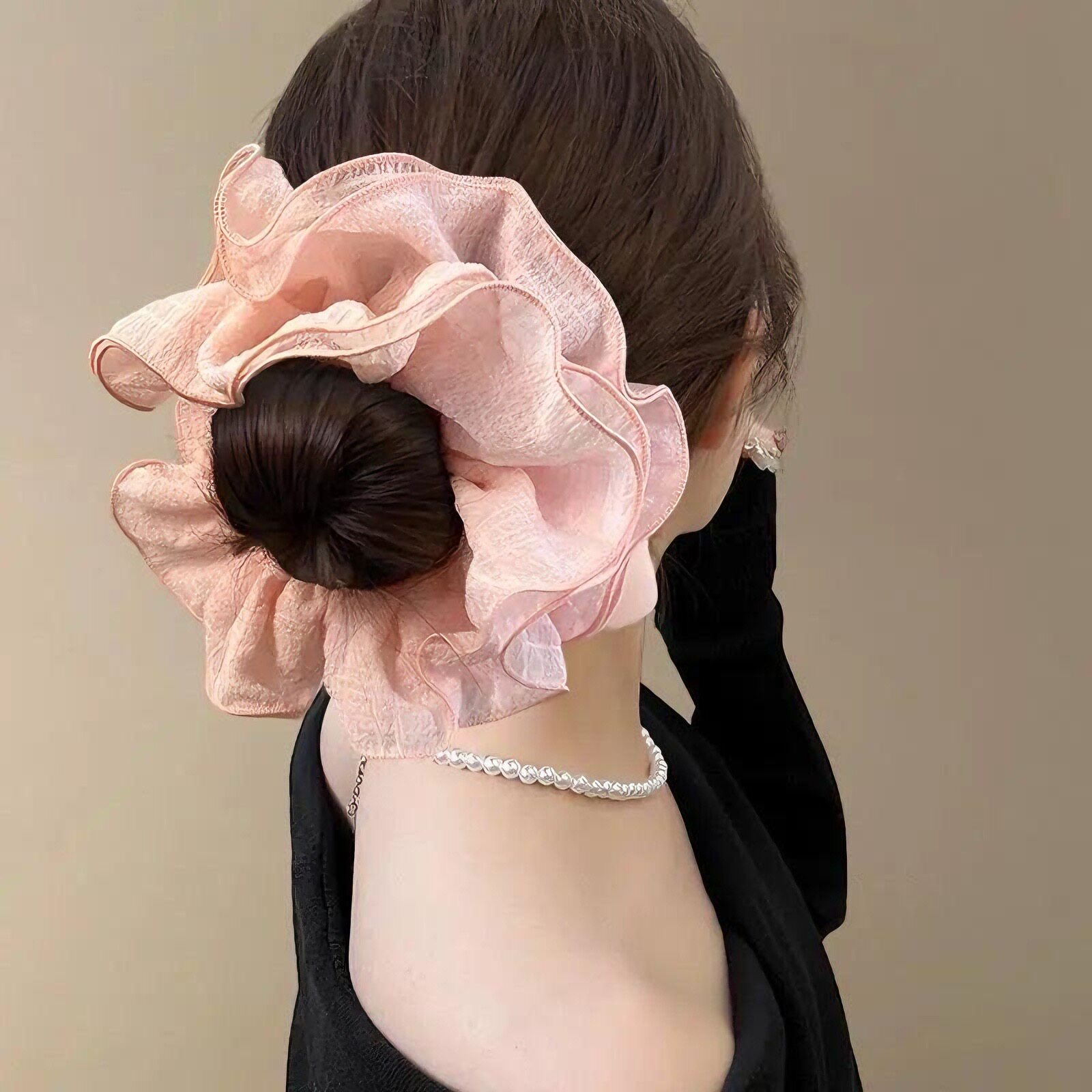 超大号多层大肠发圈法式慵懒风高级感糖果色网纱头花发饰发绳头饰