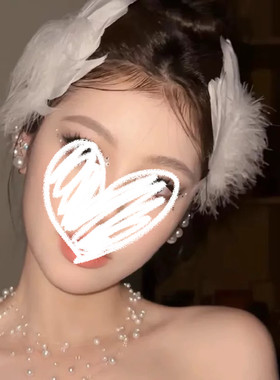 黑白天鹅羽毛头饰发夹新娘结婚皇冠夹子舞台芭蕾发饰cos配饰万圣