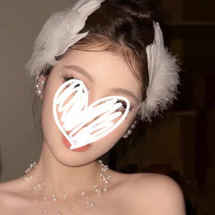 黑白天鹅羽毛头饰发夹新娘结婚皇冠夹子舞台芭蕾发饰cos配饰万圣