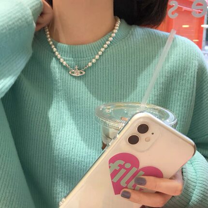 爱心星球叠戴珍珠项链女小众设计感轻奢颈链2025年新款潮锁骨链