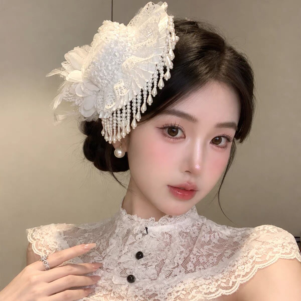 哥特洛丽塔蕾丝小礼帽女万圣节氛围感头饰发饰cos装扮帽子发夹
