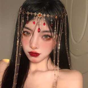 复古宫廷风流苏花朵额饰汉服头饰眉心坠异域新娘气质发饰头饰女