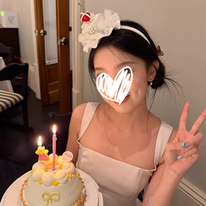 韩系可爱樱桃蛋糕发箍女生日派对氛围感拍照道具头箍公主风头饰