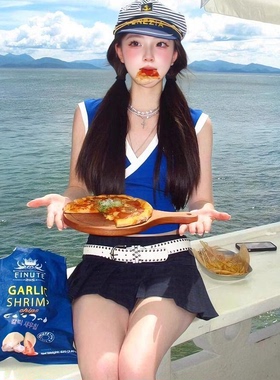 海军风八角贝雷帽女复古英伦平顶船长帽派对演出Cosplay水手帽子