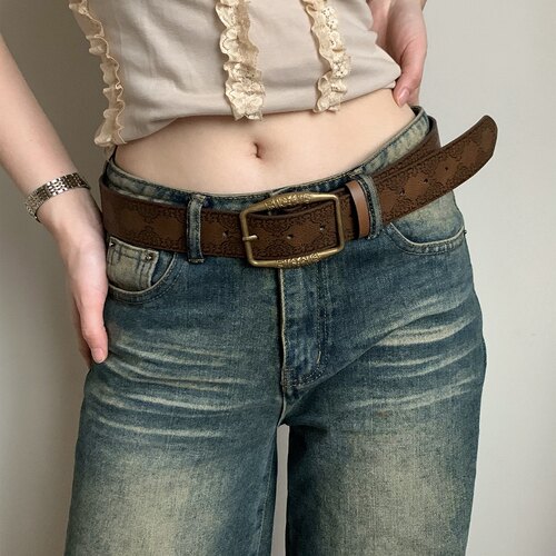 美式复古y2k腰带女2025新款民族风皮带百搭配牛仔裤带高级感棕色