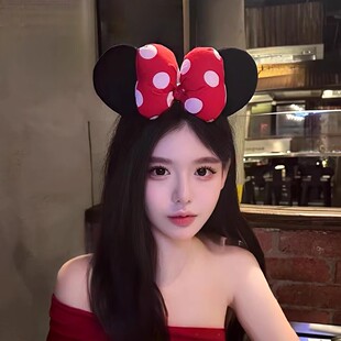 游乐园米奇发箍儿童成人头饰米老鼠大蝴蝶结耳朵发饰拍照洗脸发捆